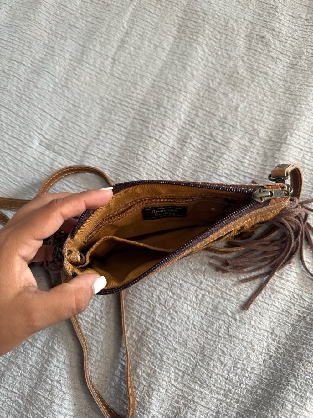 Leopard Print Fringe Crossbody Bag - Brown - Picture 2 of 2